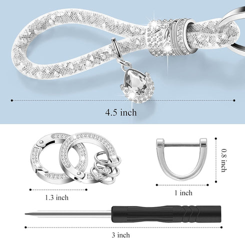 Frienda Bling Keychain for Women Gifts Car Wristlet Key Chains Crystal Lanyard Rhinestone Fob DIY Crafts...