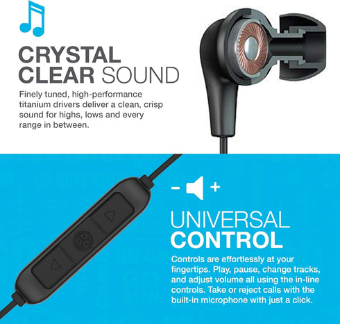 JLab JBuds Pro Bluetooth Wireless Signature Earbuds, Titanium 10mm Drivers, 10-Hour Battery Life, Music Controls, Noise Isolation, Bluetooth 4.1 E...