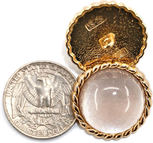 20 pcs Clear Glass Dome Gray Shimmer Layer Sewing Metal Shank Coat Buttons -25mm -1"...