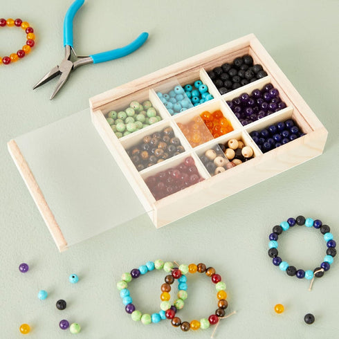 Bright Creations Small Unfinished Wood Box with Lid, 9 Compartment Storage Boxes (6.75 x 5.1 Inches, 2 Pack)...