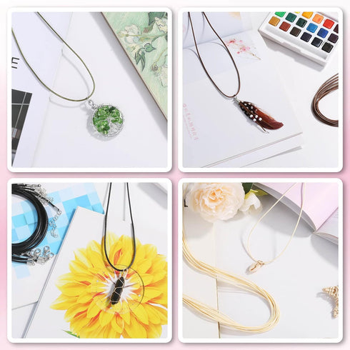 Necklace Cord, Paxcoo 50Pcs Necklace String Rope with Clasp, 24 Inch Waxed Cotton Cord Necklace Bulk for Charms Pendants, Bracelets, Necklaces, Je...