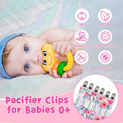 Babygoal Pacifier Clips, 6 Pack Pacifier Holder for Boys and Girls Fits Most Pacifier Styles &Teething Toys and Baby Gifts, 6MP16-B...