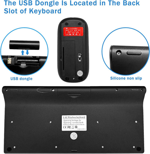 Wireless Keyboard and Mouse Combo, Compact Quiet Wireless Keyboard and Mouse Set 2.4G Ultra-Thin Sleek Design for Windows, Computer, Desktop, PC, ...