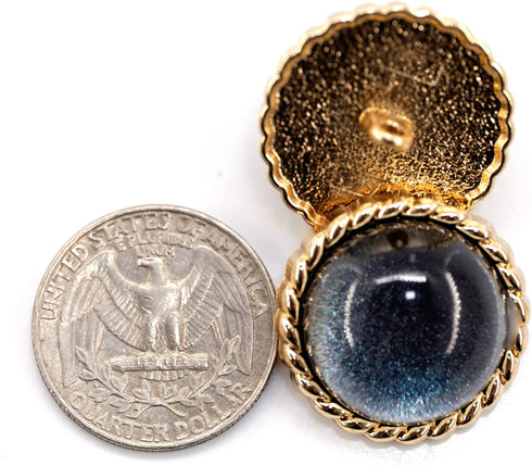 20 pcs Clear Glass Dome Black Shimmer Layer Sewing Metal Shank Coat Buttons -25mm -1"...