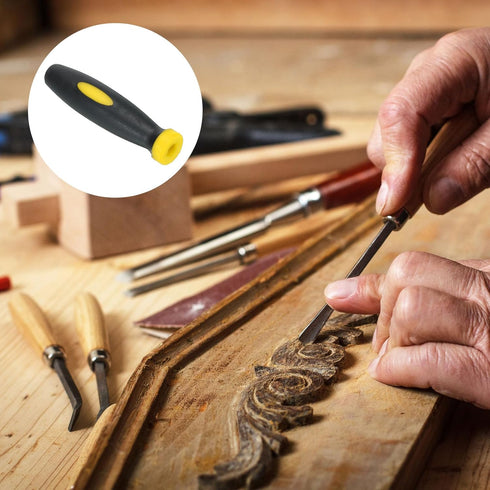 PATIKIL 2.4 Inch Rubber File Handle, 5 Pack File Cutting Tool File Handle Replacement Accessories for 0.2" Diameter File, Black Yellow...