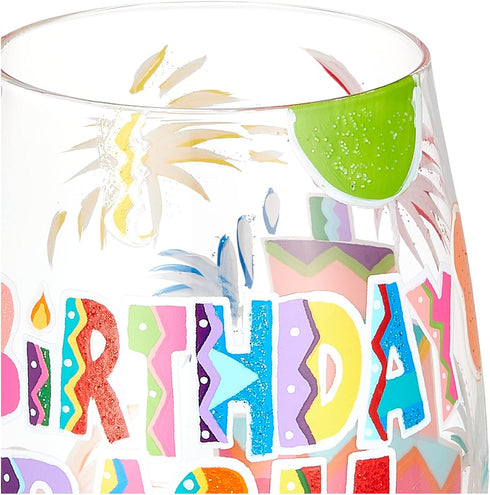 Designs by Lolita “Birthday Bash” Hand-painted Artisan Wine Glass, 15 oz....