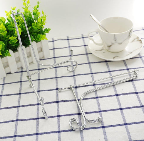 Artliving Metal Plate Stands for Display - 8-Inch Adjustable Easel Holders for Decorative Plates, Picture Frames and Cookbooks - Silver (2-Pack)...