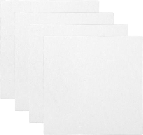 PATIKIL 8x8 Canvas Boards for Painting, 4Pack 100% Cotton Square Triple Primed Stretched Blank Canvas Panel for Acrylic, Oil, Tempera Paints, Whit...