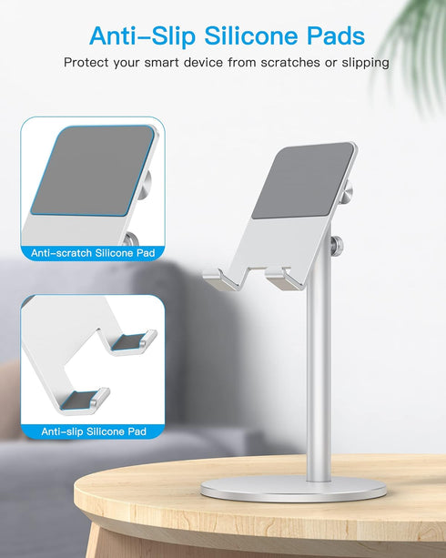 Cell Phone Stand, OMOTON Angle Height Adjustable Phone Holder, Aluminum Desktop Phone Dock for Desk, Compatible with iPhone 13/Mini/Pro/Max, All S...