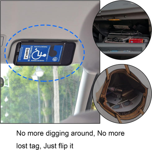 Handicap Placard Holder for Auto, Wisdompro Disabled Parking Permit Sign Protector for Car Sun Visor with Note Paper Slot, Pen Holder and Elastic ...