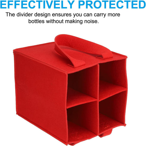 PATIKIL 4 Bottle Wine Carrier Tote Bag, 2 Pack Wine Bottle Carrying Bag with Divider Reusable Wine Storage Bag Felt Grocery Bags Portable Gift Bag...