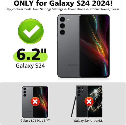 Jiunai for Samsung S24 Case with Card Holder 2024, Dual Layer Protective Shockproof Pocket Credit Card License Rugged Sturdy Shell TPU Edge Slide ...