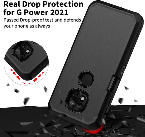 Jiunai for Moto G Power 2021 Case, 3-Piece Heavy Duty Armor Shockproof Tough Hybrid Dual Layer Drop Protection Bumper Rugged Matte Protective Phon...