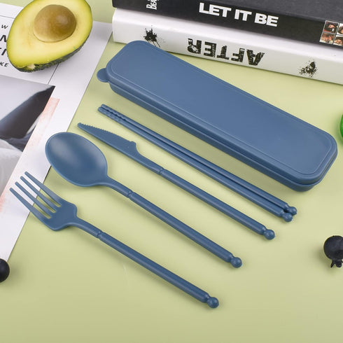 Reusable Utensils Set with Case, Eco-Friendly Bpa Free Plastic Travel Utensils, 1 Sets Plastic Spoons and Forks Set Plastic Cutlery Set for Lunch ...