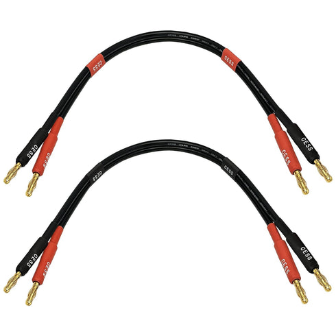 CESS-037-1f Banana Plug Male to Male Speaker Cable 12 Gauge 680 Strand Count Silicone Soft Wire, 2 Cables (1 Foot)...