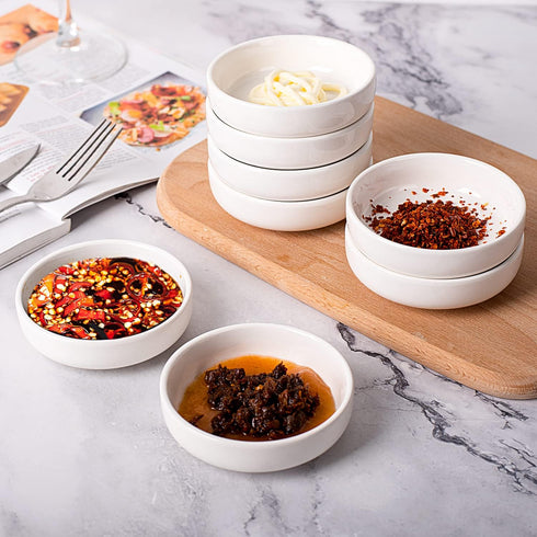 DELLING 8 PACK Dipping Bowls Set, Ceramic Dipping Sauce Dishes, 3.5 Oz Soy Sauce Dish, Side Dish Bowls, Small Bowl/Dish for BBQ, Condiments, Appet...