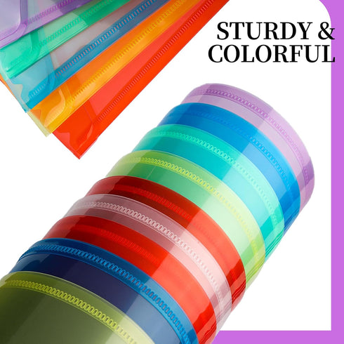 LEOBRO Plastic Envelopes, 8 Pack Plastic Folders for Documents, A4 Plastic File Folder Plastic Envelope for Documents, File Poly Folders Storage P...