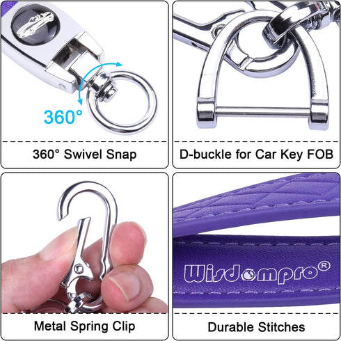 Wisdompro Microfiber Leather Car Keychain, Universal Key Fob Keychain Leather Key Chain Holder with 3 Keyrings and 1 Screwdriver for Men and Women...
