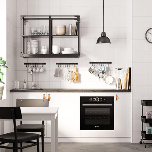 Wallniture Gourmet Kitchen Rail with 10 Hooks, Wall Mounted Wrought Iron Hanging Utensil Holder Rack with Black 17 Inch...