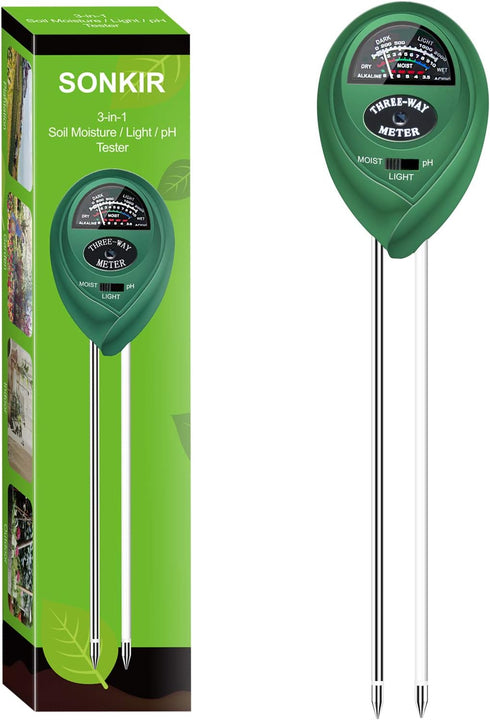 Soil pH Meter, MS01 3-in-1 Soil Moisture/Light/pH Tester Gardening Tool Kits for Plant Care, Great for Garden, Lawn, Farm, Indoor & Outdoor Use...