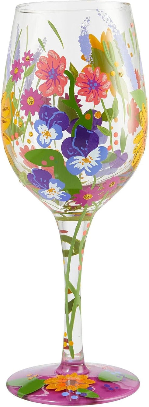 Enesco 6006284 Designs by Lolita Garden' Hand-Painted Artisan Wine Glass, 15 Ounce, Multicolor...