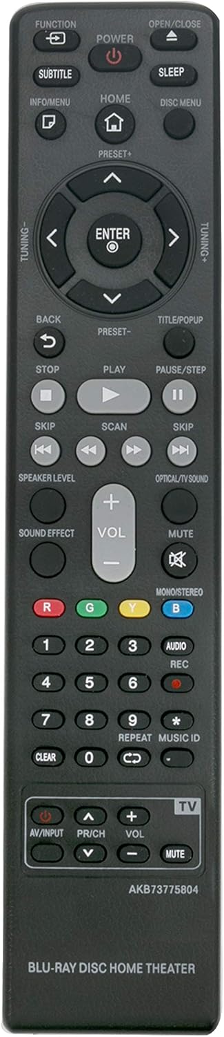 AKB73775804 Replaced Remote fit for LG BLU-RAY Player DVD Home Theater BH6830SW S63S3-S/C S63T1-W T2 W3-2 BH6830SWMQ S43S2-S BH4530T S43S1-W BH443...