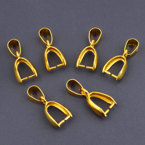 Aylifu 60 Pieces Golden Pinch Necklace Clasps Bails Brass Clip Buckle Bead Pendant Connectors Pinch Dangle Findings for DIY Jewelry Making Craft S...