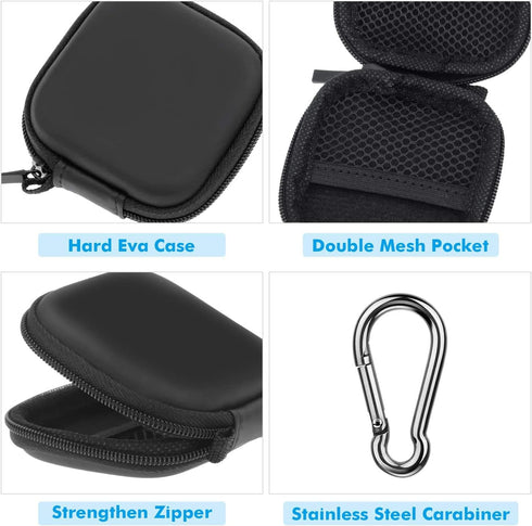 Earbud Case, Cridoz Earphone Case Headphone EVA Earbud Holder with Stainless Steel Carabiner Cell Phone Accessories Organizer Mini Earbud Pouch fo...