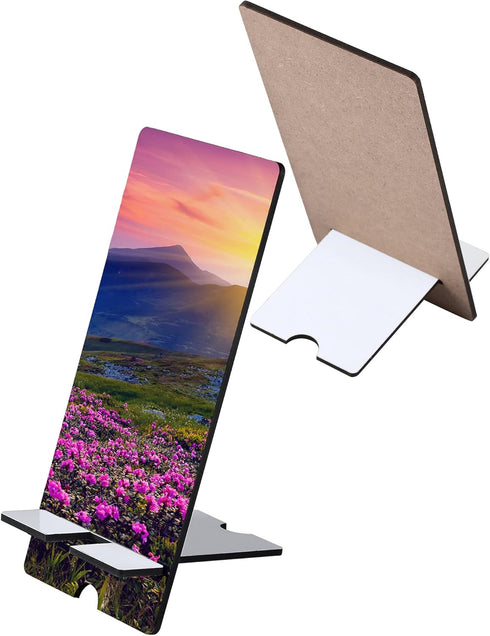 Frienda 4 Pieces Sublimation Blank Phone Stand Sublimation Cell Phone Holder for Desk Wood Smartphone Holders DIY Craft Charging Stand for Desktop...