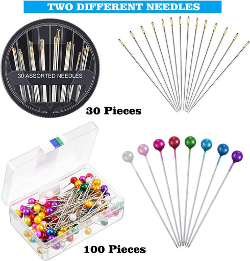 140 Pieces Sewing Tool Set Including Tomato Pin Cushion, Pumpkin Wrist Cushion, Glass Ball Head Pins, Self Threading Needle Gourd Shaped Needle Th...