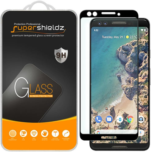 Supershieldz (2 Pack) Designed for Google (Pixel 3) Tempered Glass Screen Protector, (Full Screen Coverage) 0.33mm, Anti Scratch, Bubble Free (Bla...