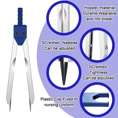 EKG Caliper ECG Calipers Measuring Tool with Ruler Electrocardiogram Drafting Divider for Nursing (Blue, 4 Pieces)...