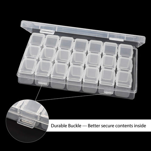 21 Grid Bead Rhinestone Organizer, Small Clear Storage Box with Separate Lids for Fake Nail Art Accessory Tool Supplies, Jewelry Diamond Charm Gem...