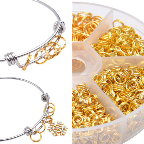 Aylifu Iron Split Rings, 1 Box (100g) 6 Sizes Double Loop Jump Ring Small Split Key Rings Connector with Opener Tool for DIY Jewelry Making - Gold...