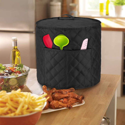 Luxja Dust Cover Compatible with 8 Quart Instant Pot, Cloth Cover with Pockets Fits Instant Pot (8 Quart) and Extra Accessories, Black Quilted Fab...