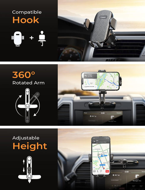 LISEN CD Slot Phone Holder, Adjustable CD Phone Holder for Car Phone Mount for iPhone Car Holder Mount Ultra Sturdy Vent Cell Phone Holder Mount f...