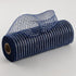 Deco Poly Mesh, Metallic Navy Blue with Laser Silver Foil - 10 Inch x 30 feet...