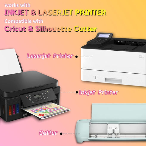 HTVRONT Heat Transfer Paper for Light T Shirts -25 Sheets 8.5x11" Iron on Transfer Paper for Inkjet & Laser Printer, Stretchable & Durable Printab...