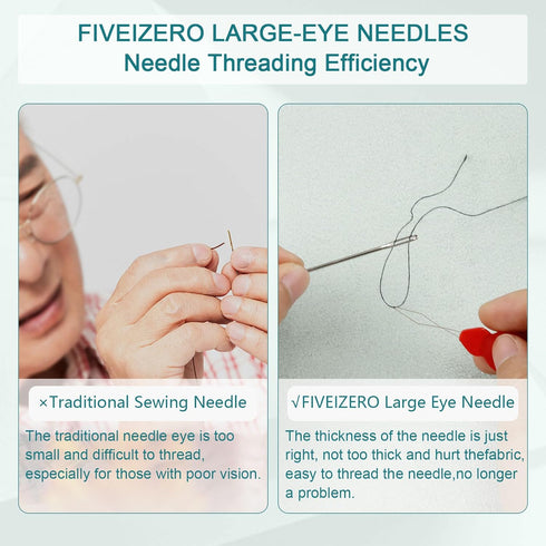 FIVEIZERO 80/40 PCS Large Eye Sewing Needles, 7 Sizes Sewing Sharp Needles, Leather Needle Embroidery Thread Needle, Stainless Steel Yarn Knitting...