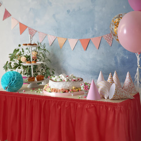 DecorRack 2 Pack Table Skirts, 29 in x 14 ft Each, Multi Pack -BPA Free- Plastic Tableskirt, Disposable, Reusable, Rectangular Tablecloth Skirt, R...