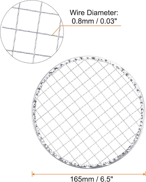 5pcs Round BBQ Grill Net 6.5" Dia Galvanized Iron Barbecue Mesh Mat for Baking Smoking Charcoal Grilling Roasting...