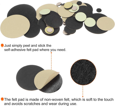 100pcs Round Adhesive Felt Circles, 45mm 1.8" Pre Cut Felt Craft Stickers Non-Woven Mini Felt Fabric Circles for DIY Sewing Handcraft Cut Projects...