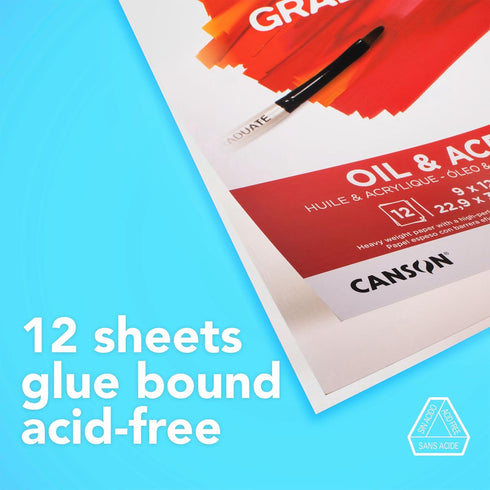 Canson Graduate Oil and Acrylic Paint Pad, Foldover, 5.5x8.5 inch, 12 Sheets | Artist Paper for Adults and Students - Oil, Acrylic, Mixed Media an...