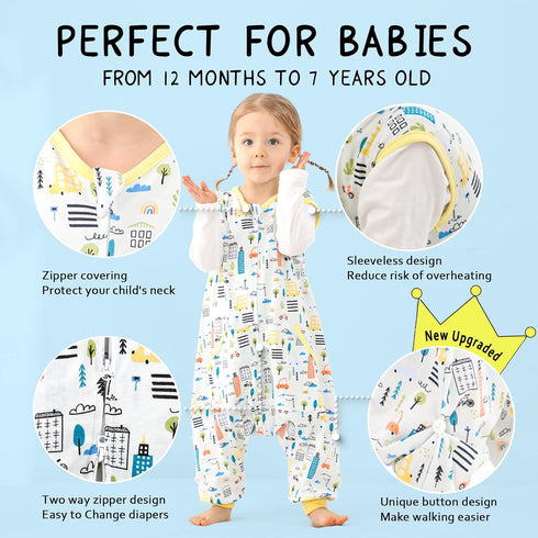 WONDAY Toddler Sleep Sack, Sleep Sack 2t-3t, Sleep Sack Baby Wearable Blanket, Sleeping Bag Summer Toddler Baby Sleep Sacks with Feet, Sleeveless ...