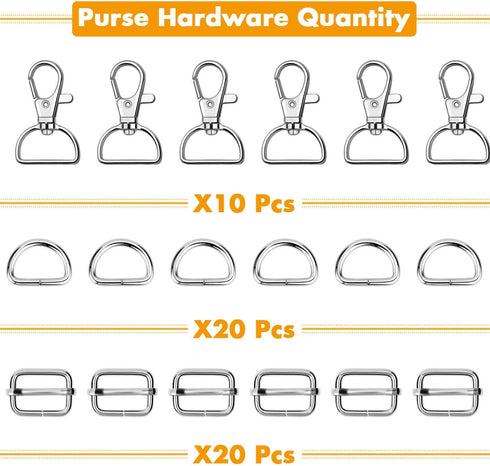 PAXCOO Purse Hardware, 50pcs Swivel Hook with D Rings for Purses, Keychain, Lanyard and Handbags (3/4 Inches)...