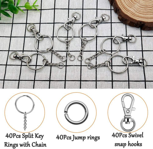 120Pcs Swivel Snap Hook Set,Stainless Steel Split Key Rings with Chain and Jump Rings Bulk for Keychain Lanyard,Jewelry,DIY Crafts Supplies...