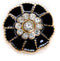 20 pcs Flower Shape Black Enamel Petals with Rhinestones Metal Sewing Coats Shank Buttons -25mm -1"...