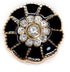 20 pcs Flower Shape Black Enamel Petals with Rhinestones Metal Sewing Coats Shank Buttons -25mm -1"...
