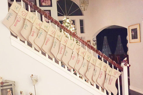 DECORA Natural Jute Burlap Christmas Stocking Fireplace Hanging for Gifts Goodies Handmade Projects Set of 6...