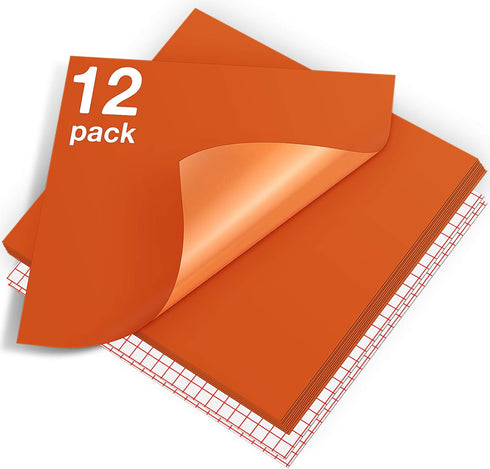 HTVRONT Orange Permanent Vinyl - 12 Pack for Cutting Machine - 10 Sheets 12" x 12"& 2 Transfer Tape Sheets - Glossy...